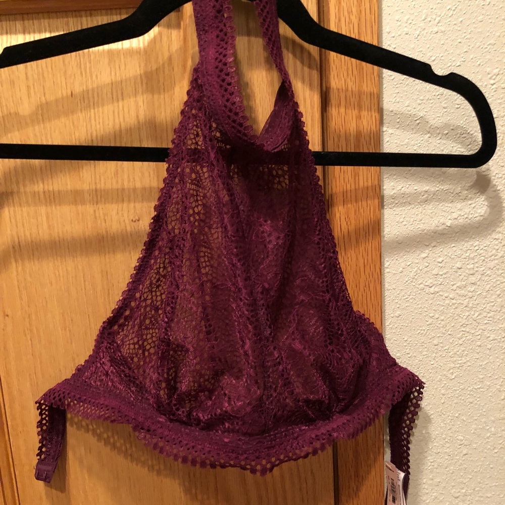 Lace Burgundy High Neck Bralette NWT
